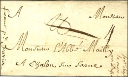 '' Franc Pr Paris '' Sur Lettre Avec Texte Daté De Chartres Pour Chalon-sur-Saone. 1696. - TB / SUP. - R. - ....-1700: Voorlopers