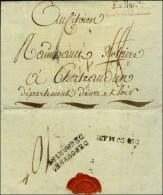 Marque Encadrée Rouge COURTRAY + Griffe EN NUM Sur Lettre  Pour Chateaudun. Au Verso, DEB. DU MANS +... - Andere & Zonder Classificatie