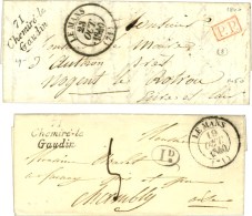 Lot De 2 Cursives De Chemiré Le / Gaudin (taxe 5 1840, PP Rouge 1840). Côte Supérieure à... - Andere & Zonder Classificatie