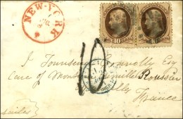 USA 10 Cent (2) Sur Lettre De New York Insuffisamment Affranchie Pour La France, Taxe Tampon 10. 1871. - TB. - Andere & Zonder Classificatie