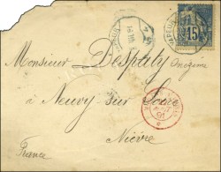 Cachet Télégraphique Bleu VAPEUR / 8 JUIL. 91 / N° 4 / Alphée Dubois 15c Sur Devant De... - Andere & Zonder Classificatie