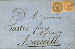 Losange / CG N° 3 + 5 Càd GUYANE / CAYENNE Sur Lettre Pour La France. 1869. - TB. - R. - Andere & Zonder Classificatie