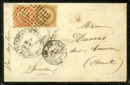 Losange / CG N° 3 + 5 Grand Càd CAYENNE / GUYANE FRANCAISE Sur Lettre Pour La France. 1863. - TB. - R.  ... - Andere & Zonder Classificatie