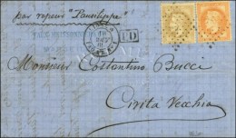 Ancre / N° 28 + 31 Càd LIGNE W / PAQ. FR. N° 1 Sur Lettre De Marseille Pour Civita Vecchia. 1869. -... - Maritieme Post