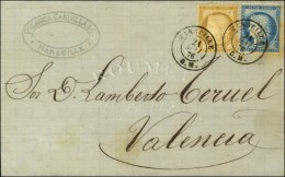 Càd MARSEILLE / B.M. / N° 55 + 60 Sur Lettre De Marseille Pour Valence. 1876. - SUP. - Maritieme Post