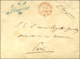 Càd Rouge Bau DU PALAIS DE BIARRITS Petit Fleuron Sur Lettre En Franchise Avec Contreseing '' L'Empereur ''... - 1849-1876: Klassieke Periode