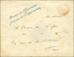 Càd Rouge BUREAU DU PALAIS DE SAINT-CLOUD (72) Sur Lettre Adressée En Franchise Avec Griffe Bleue '... - 1849-1876: Klassieke Periode