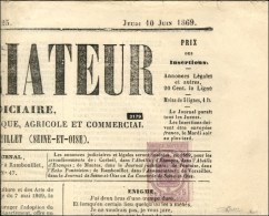 Oblitération Typo / Timbre Journal N° 10 Sur Journal Entier L'Annonciateur. 1869. - TB / SUP. - Kranten