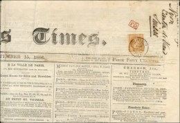 Càd PARIS / R. DE CHAILLOT / N° 21 Sur Journal Entier The Paris Times Pour La Suisse. 1866. - TB / SUP.... - Kranten