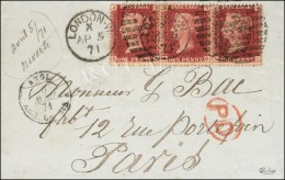 Lettre De Londres Pour Paris. Càd LONDON 5 AVRIL 71 / TP GB 1p (3) Càd D'entrée ANGL / AMB.... - Oorlog 1870