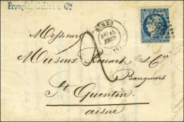 GC 2659 / N° 46 (pd Def) Càd T 17 NIMES (29) 18 FEVR. 71 Sur Lettre Pour St Quentin, Taxe Tampon 2... - 1859-1959 Brieven & Documenten