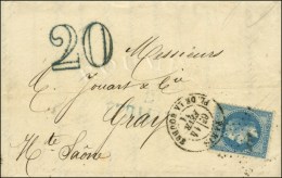 Etoile 1 / N° 29 Càd PARIS / PL. DE LA BOURSE 14 FEVR. 71 Sur Lettre Pour Gray, Taxe 20 DT Bleue. - TB /... - 1859-1959 Brieven & Documenten