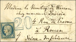 Etoile 3 / N° 37 Càd PARIS / PL. DE LA MADELEINE 3 FEVR. 71 Sur Lettre Pour Rouen (sans Càd... - 1859-1959 Brieven & Documenten