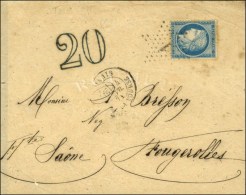 Etoile 1 / N° 37 Càd PARIS / PL. DE LA BOURSE 14 FEVR. 71 Sur Lettre Pour Fougerolles, Taxe 20 DT Bleue.... - 1859-1959 Brieven & Documenten