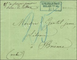 Cachet Bleu Encadré K PR POST /  RELAIS N° 81 / 4 1 Sur Lettre Avec Texte Daté Du 2 Janvier 1871... - 1859-1959 Brieven & Documenten