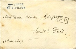 Griffe Linéaire Bleue 22e CORPS / 2e DIVISION + P.P. Sur Lettre Pour Saint Pois (Manche). Au Verso, Ambulant... - Oorlog 1870