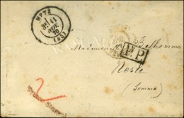 Càd T 17 METZ (55) 11 NOV. 70 + P.P. Sur Lettre Pour Nesle (Somme). Au Recto, Griffe Rouge FRANCO STEMPLE. -... - Oorlog 1870