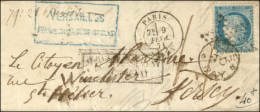 Etoile 6 / N° 37 Càd SENAT 9 FEV. 1871 Sur Lettre Insuffisamment Affranchie Pour Jersey. Au Recto,... - Oorlog 1870