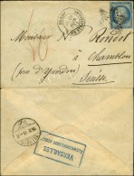 Etoile 14 / N° 37 Càd PARIS / R. DE STRASBOURG 10 FEVR. 71 Sur Lettre Insuffisamment Affranchie Pour La... - Oorlog 1870