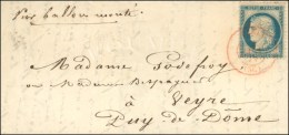 Càd Rouge PARIS (SC) 9 JANV. 71 / N° 37 Sur Lettre Pour Veyre (Puy De Dôme). Au Verso, Cachet... - Oorlog 1870