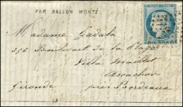 Dépêche Ballon N° 12 Avec Texte Daté De Paris Le 6 Dec. 70 Pour Arcachon. Losange P.B... - Oorlog 1870