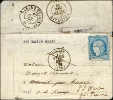 Lettre Avec Texte Daté De Paris Le 27 Novembre 1870 Pour Aumont Par Hornoy (Somme)... - Oorlog 1870