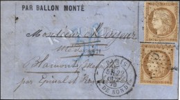 Etoile 5 / N° 36 (2) Càd R. DE BONDY 22 OCT. 70 Sur Lettre PAR BALLON MONTÉ Pour Blamont... - Oorlog 1870