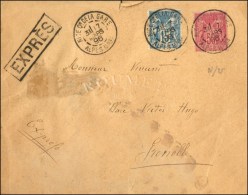 Càd NICE QR DE LA GARE / ALPES MMES / N° 90 + 98 Sur Lettre Avec Encadré EXPRÈS. 1896. -... - 1876-1878 Sage (Type I)