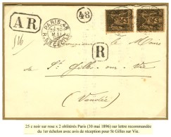 Càd PARIS-48 / R-Ste CECILE / N° 97 (2) Sur Lettre Recommandée Du 1er échelon Avec AR.... - 1876-1878 Sage (Type I)