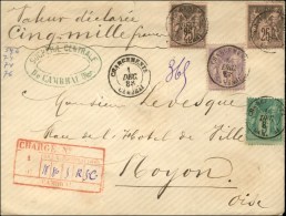 Càd CHARGEMENT  / CAMBRAI / N° 75 + N° 95 + N° 97 (2) Sur Lettre Chargée Au 2ème... - 1876-1878 Sage (Type I)