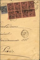 Càd T 18 ARRAS / PAS DE CALAIS / N° 89 + N° 91 Bloc De 8 Sur Lettre 14 Ports Pour Paris. 1879.... - 1876-1878 Sage (Type I)