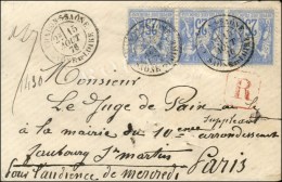 Càd T 18 CHALON-SUR-SAONE / SAONE ET LOIRE / N° 68 (bande De 3) Sur Lettre Recommandée Au 1er... - 1876-1878 Sage (Type I)