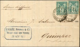 Càd BELLE ISLE EN TERRE / C. DU NORD / N° 61 + N° 63 Sur Papiers D'affaires Au 1er échelon... - 1876-1878 Sage (Type I)