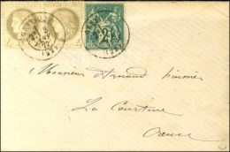 Càd T 17 GENTIOUX (22) / N° 52 Paire + 62 Sur Enveloppe Carte De Visite Ouverte Pour La Courtine. 1877.... - Andere & Zonder Classificatie
