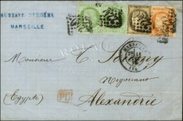 GC 2240 / N° 38 + 53 (2) + 57 Càd T 17 MARSEILLE (12) Sur Lettre Pour Alexandrie (Egypte). 1873. - TB.  ... - 1871-1875 Cérès