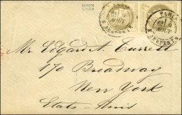 Càd PARIS / R. SERPENTE / N° 52 Paire Sur Enveloppe Ouverte Pour New York. Au Verso, Càd... - 1871-1875 Cérès