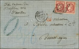 GC 532 / N° 49 Paire Càd T 17 BORDEAUX (32) Sur Lettre 2 Ports Pour Buenos Ayres. 1871. - TB. - R. - 1870 Uitgave Van Bordeaux