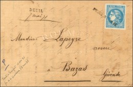 Griffe Provisoire SEINE ET OISE / N° 46 à Côté Griffe DEUIL / 7 MAI 71 Sur Lettre Avec... - 1870 Uitgave Van Bordeaux