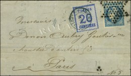 Cachet Provisoire Bleu AMIENS / 1871 / POSTES / Als. N° 6 Sur Lettre Avec Texte Daté D'Amiens Le 25... - 1870 Uitgave Van Bordeaux