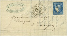 GC 4014 / N° 44 (petit Bdf Et Superbes Marges) Càd T 16 LA TREMBLADE (16) Sur Lettre Avec Texte Pour... - 1870 Uitgave Van Bordeaux