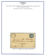 GC 4083 / N° 37 Càd T 23 VALLENAY (17). 1871. Très Rare Avec émission Du Siège. -... - 1870 Beleg Van Parijs