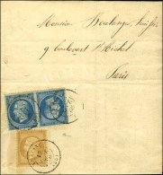 Càd T 15 LE BLANC (35) / N° 21 + 22 Paire Tête Bêche Sur Papier D'affaire Pour Paris. 1866.... - 1862 Napoleon III