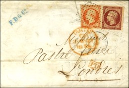 Rouleau De Pointillés / N° 16 + 17 Càd PARIS (60) Sur Lettre 3 Ports Pour Londres. 1855. - TB. -... - 1853-1860 Napoleon III