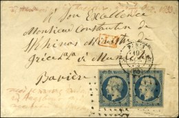 Rouleau De Gros Points / N° 10 Paire Càd PARIS (60) 19 OCT. 53 Sur Lettre Adressée à... - 1852 Louis-Napoleon