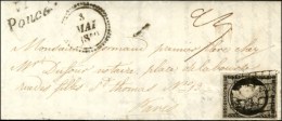 Grille / N° 3 Noir Sur Blanc Cursive 71 / Poncé Sur Lettre Avec Texte Daté De La Flotte Dateur B.... - 1849-1850 Ceres