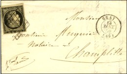 Grille / N° 3 Càd T 15 GRAY (69) Sur Lettre Avec Texte Pour Champlitte. 1850. - SUP. - 1849-1850 Ceres