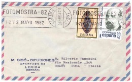 STORIA  POSTALE - SPAGNA - ESPANA - ANNO 1982 - FOTOMOSTRA '82 - LERIDA - LLEIDA - SISò-DIFUSIONES - - Storia Postale