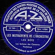 78 T. 30 Cm  état TB - INITIATION MUSICALE DE LA JEUNESSE - LES INSTRUMENT DE L'ORCHESTRE - LES BOIS- LES CUIVRES - 78 T - Disques Pour Gramophone