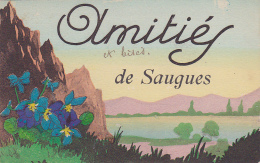 Amitiés Et Bises De Saugues (Paysage Illustrée, Colorisé) Circulé 1930, Sous Enveloppe - Saugues