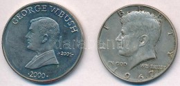 Vegyes: Amerikai Egyesült Államok 1967. 1/2$ Ag 'Kennedy' + Libéria 2000. 5$ Cu-Ni 'George W.... - Zonder Classificatie